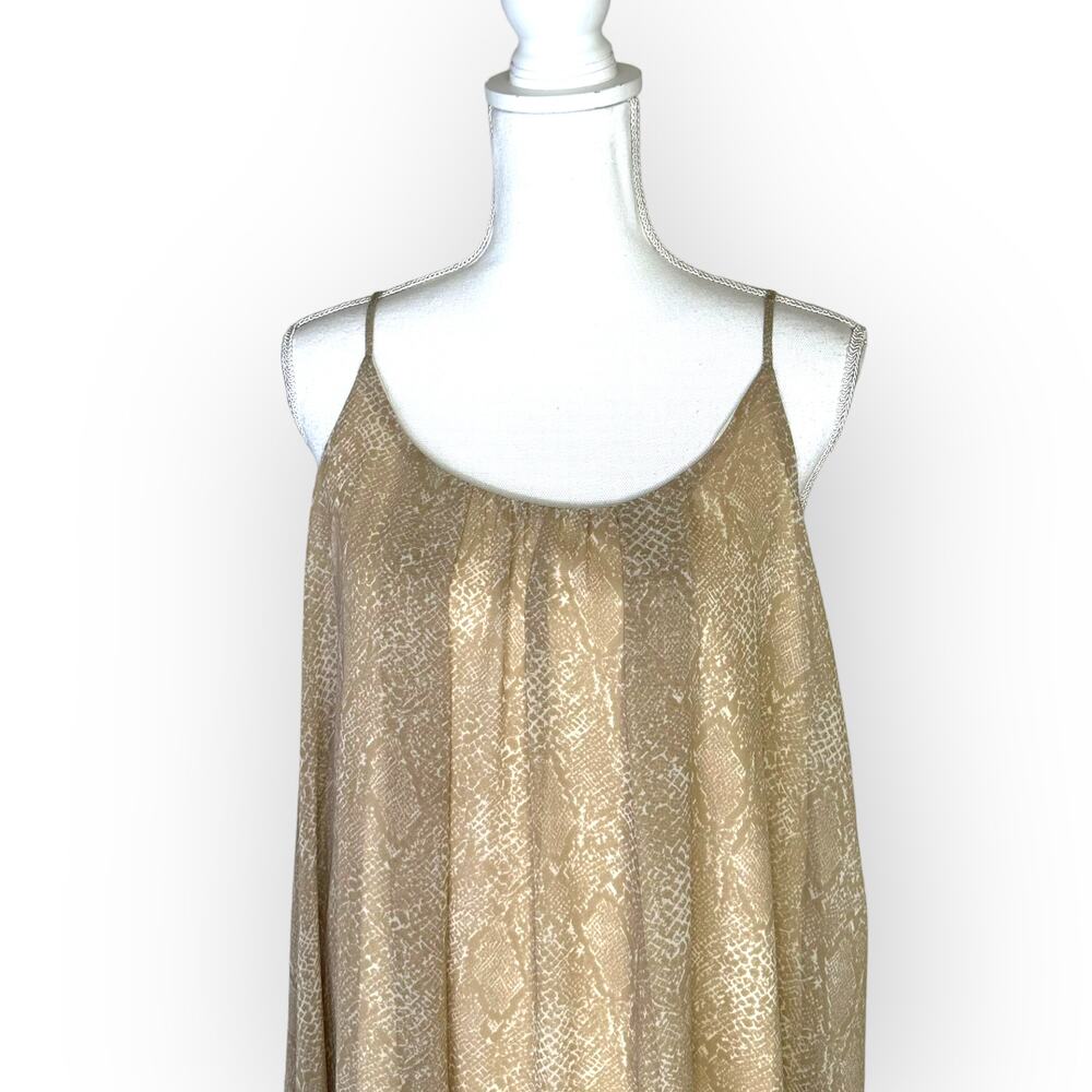 Aura Red Dress New Sheer Sleeveless Swing Dress Sz M Nude Snake Spaghetti Strap - Picture 9 of 13
